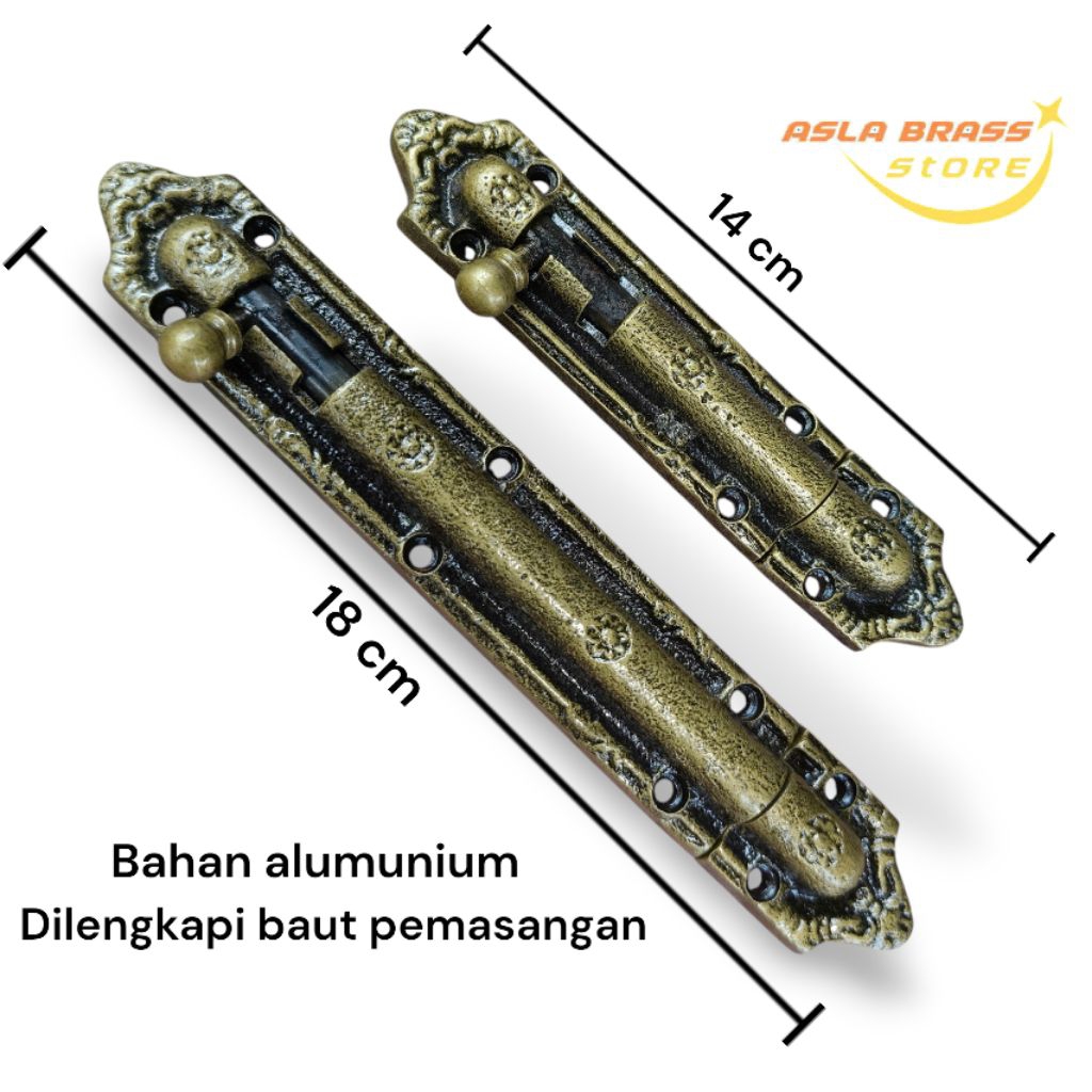 Grendel Pintu Grendel Jendela Gembok Pintu Rumah Motif Ukir Antik Slot Pengunci Pintu 1 Pcs Almunium