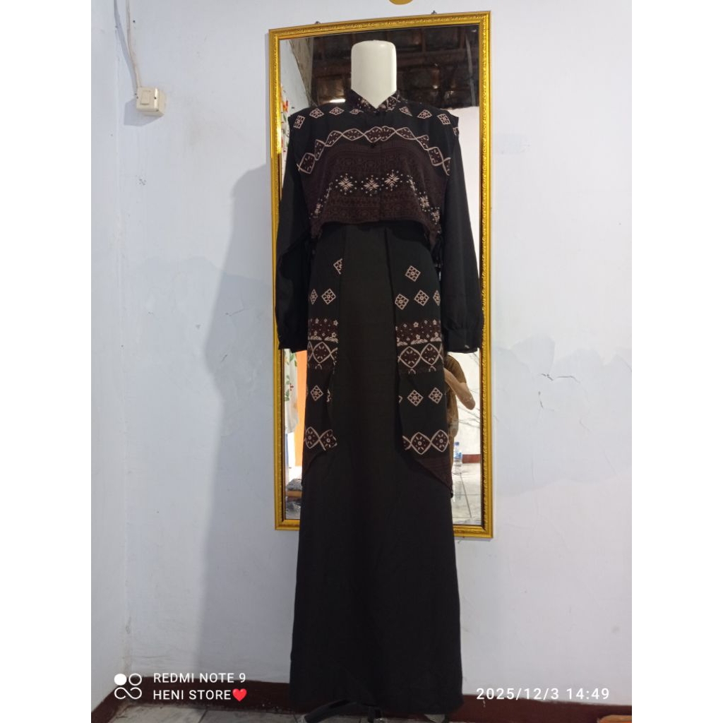 GAMIS KEKINIAN 2 IN 1 BAHAN CERUTY MIX SHAKILA PREMIUM TEBAL ADEM, OUTER BISA LEPAS PASANG
