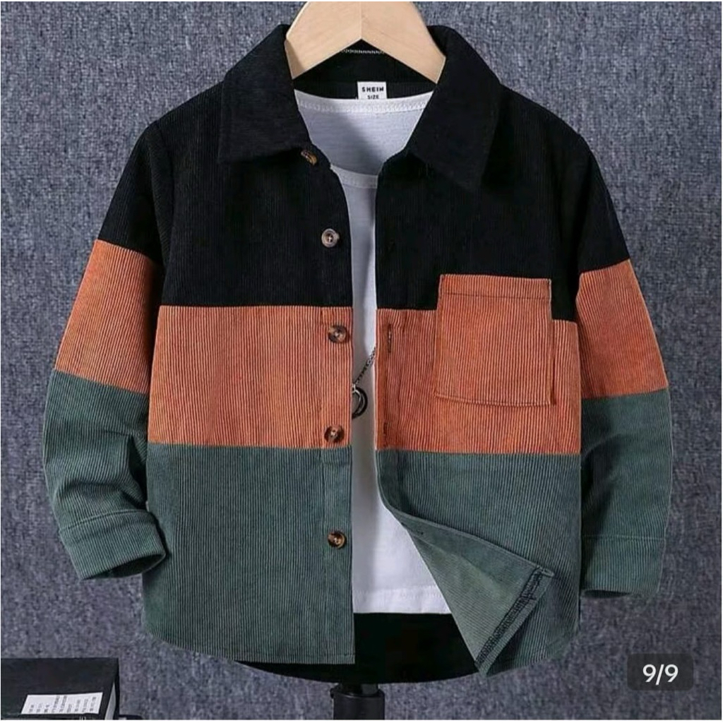 KEMEJA ANAK COWOK MIX 3 WARNA BAHAN CORDUROY 1-12 TAHUN.