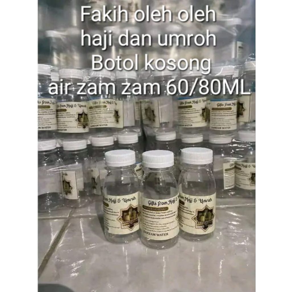 Botol kosong air zam zam 60/80 ML isi / pak 100pcs geratis+bubble wrapk
