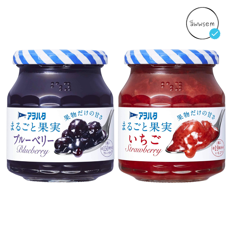 AOHATA Whole Fruit Sugar Free Strawberry Blueberry Jam JAPAN