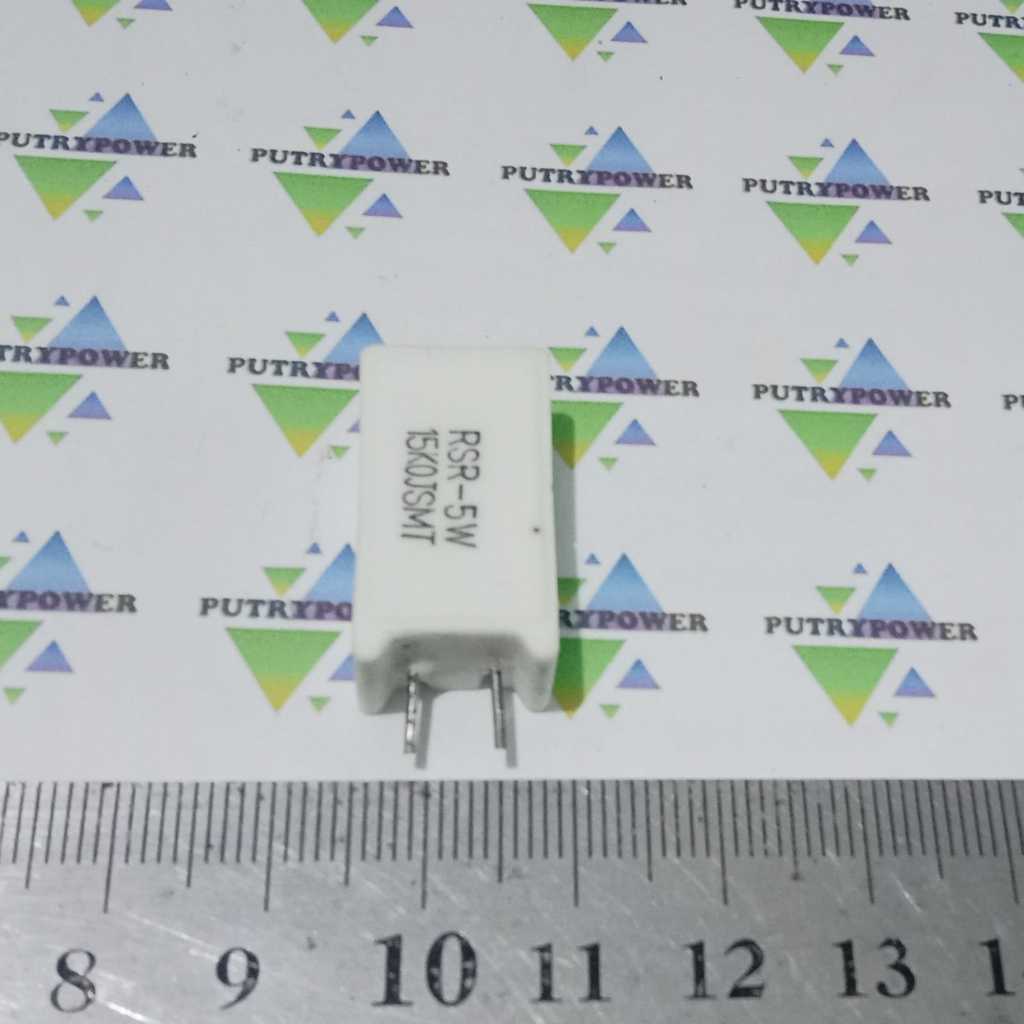 BERDIRI RSR-5W 15K  5watt 15 k   5 persen 15 kilo ohm 5W resistor kapur 15000 ohm 5 W   5 watt