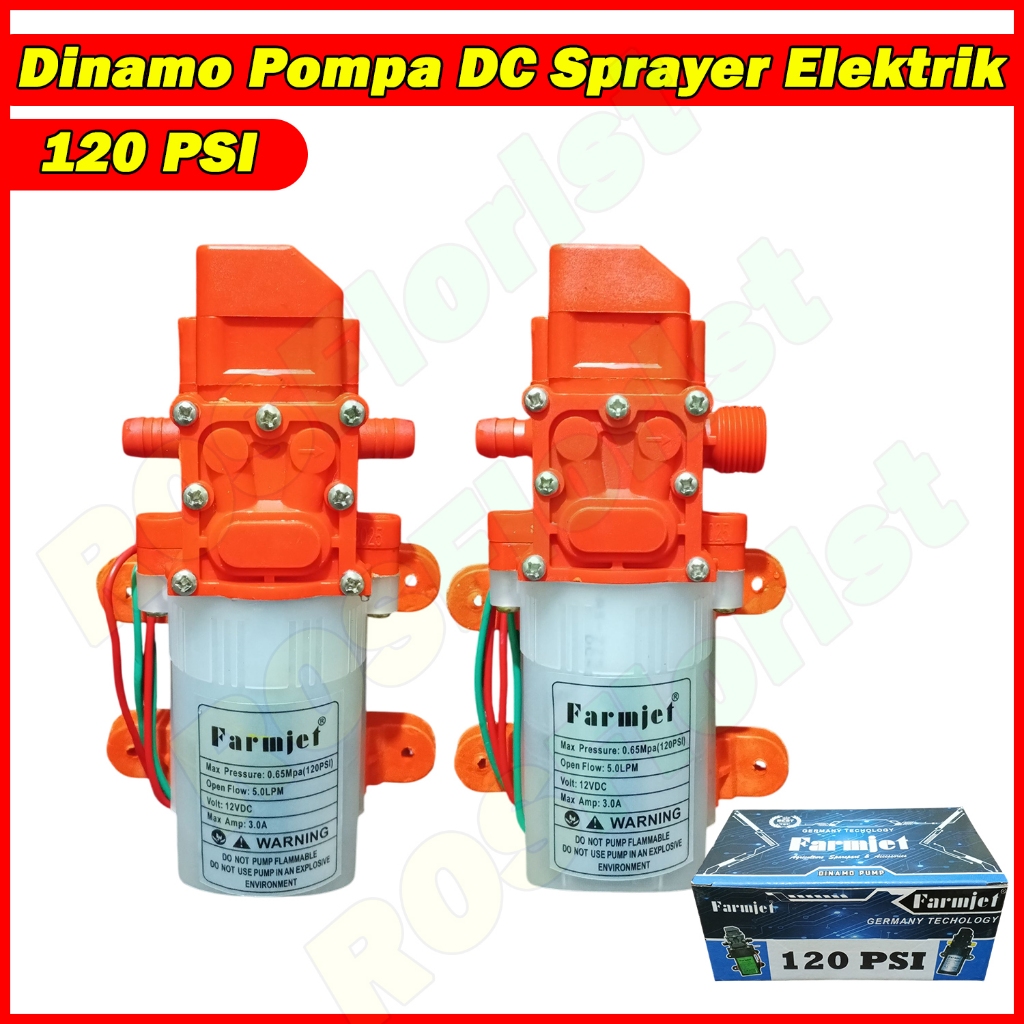 Pompa Sprayer Elektrik Dinamo DC 12 Volt 120 PSI FarmJet Sock Drat Nepel Soket Semprotan Hama