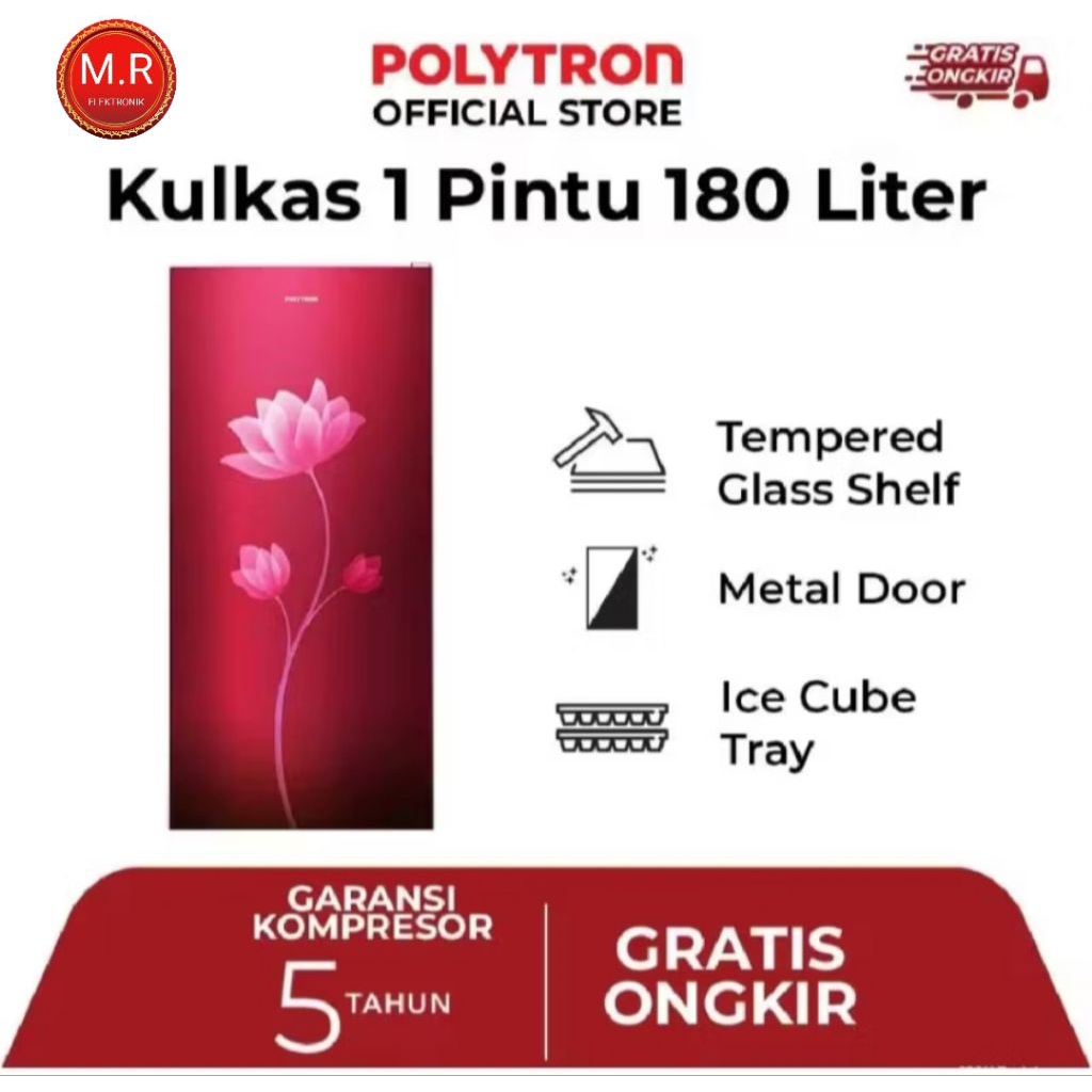 kulkas 1 pintu Polytron PRB-189R/B