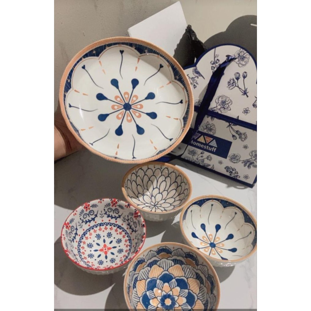 Hampers set piring dan mangkok keramik mewah premium