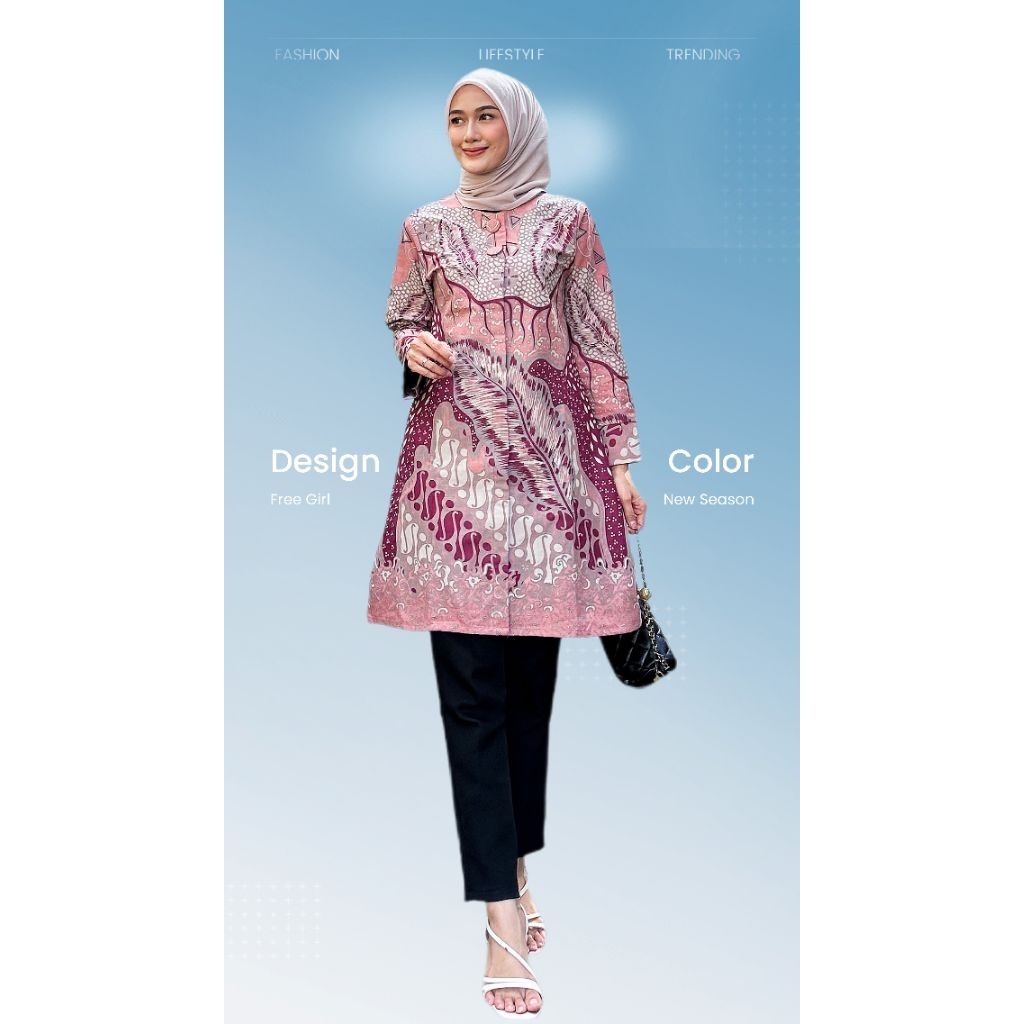 tunik batik wanita premium full puring trikod
