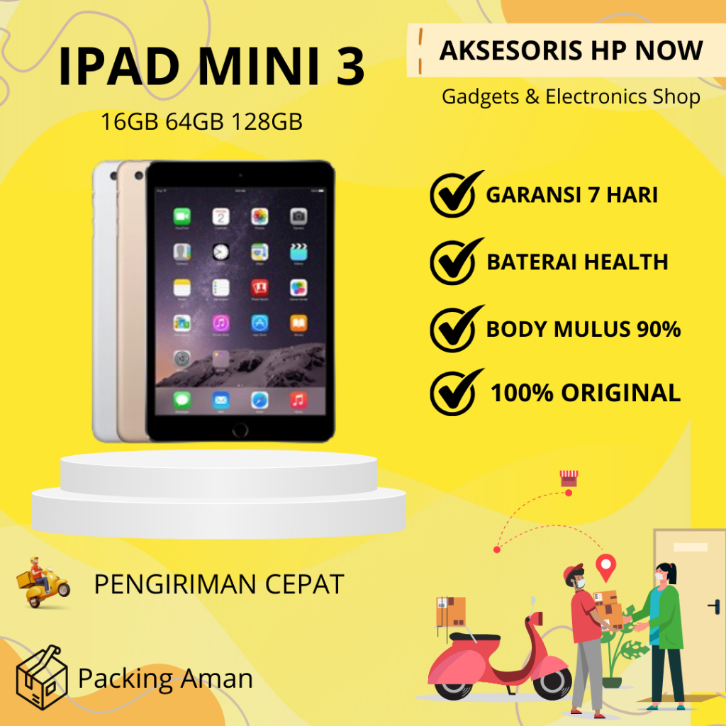 Ipad Mini 3 16GB 64GB 128GB Wifi Only Second ORIGINAL FULLSET - AHN