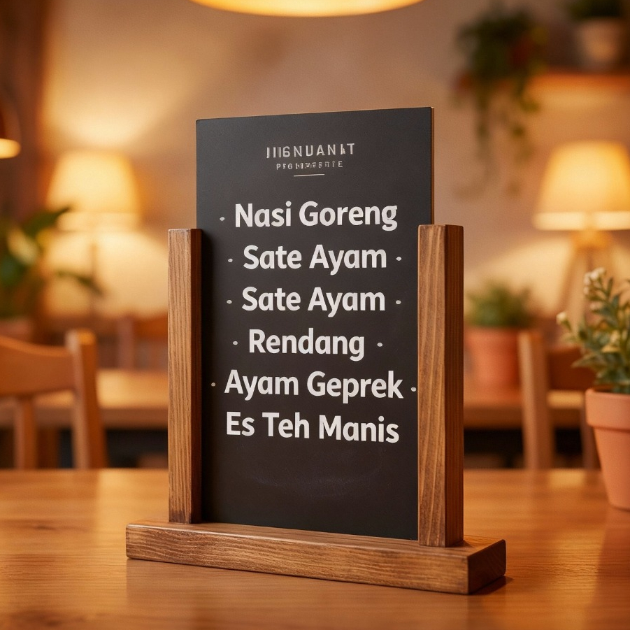 Stand Menu Cafe Resto Kayu Jati Belanda / Menu Holder / Stand Kalender