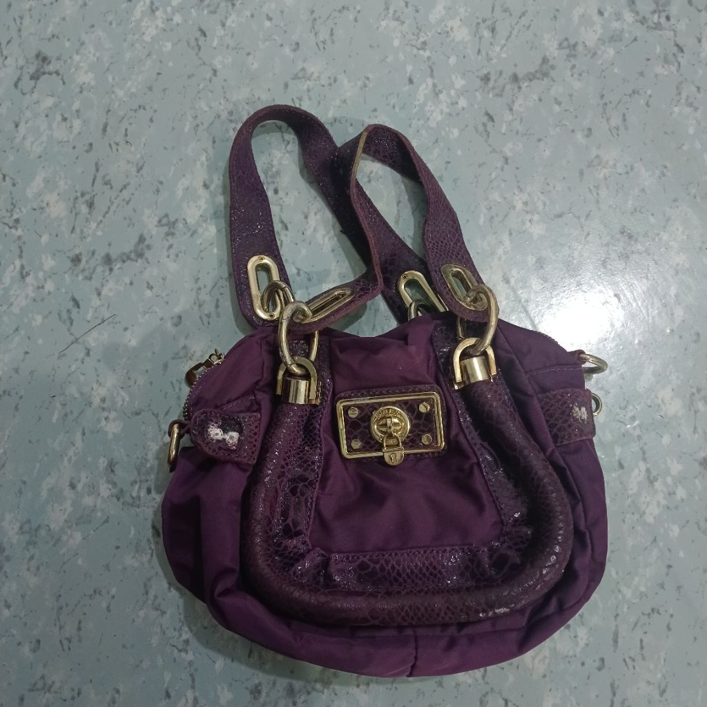 tas tentenh ungu nilon mix kulit asli preloved