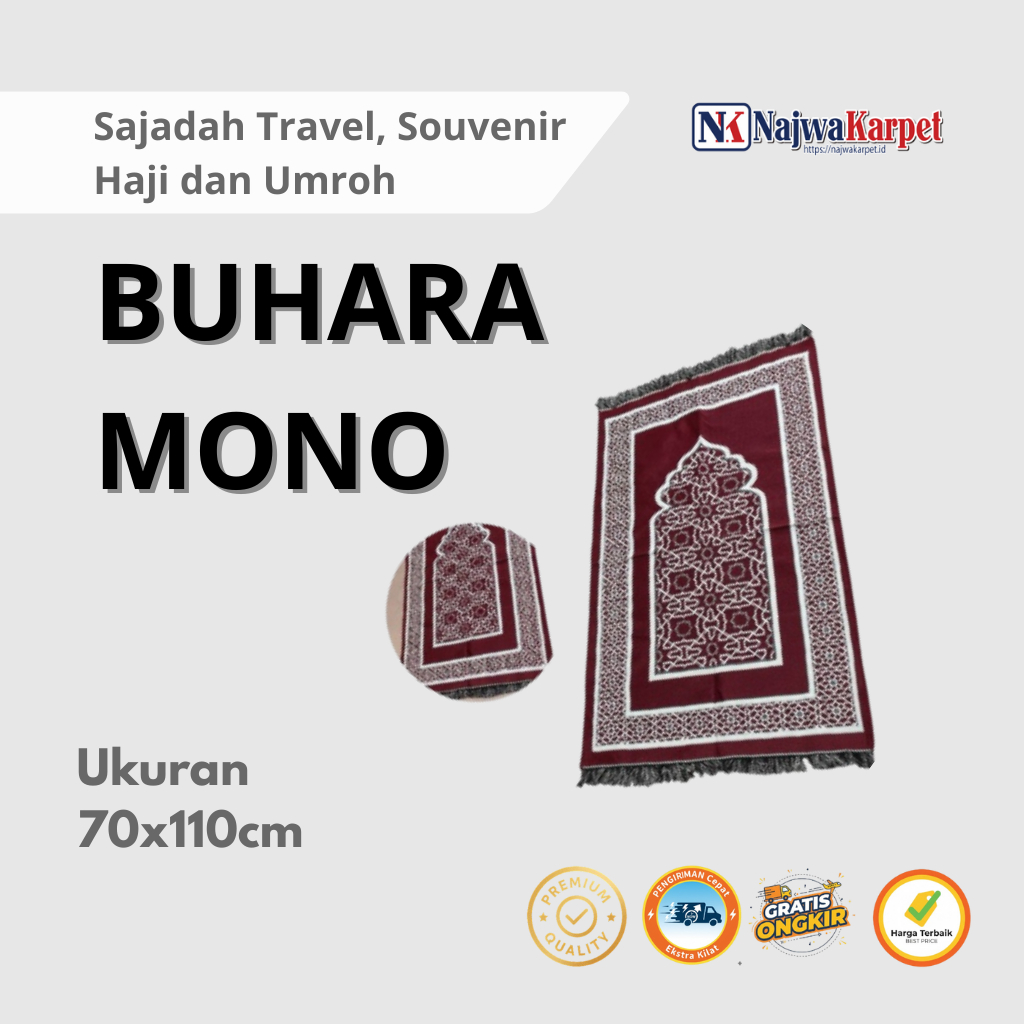 Sajadah Travel Jumbo BUHARA MONO 70x110 cm - Sajadah Lipat Portable Turkiye Dewasa