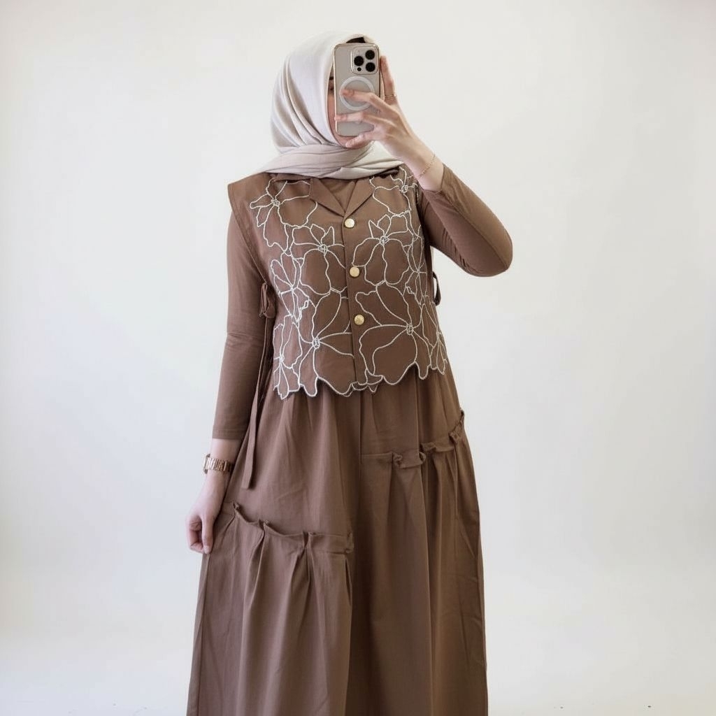 Ziora Setelan Rok Wanita Dewasa Dan Remaja Kekinian Bordir Kekinian Muslim