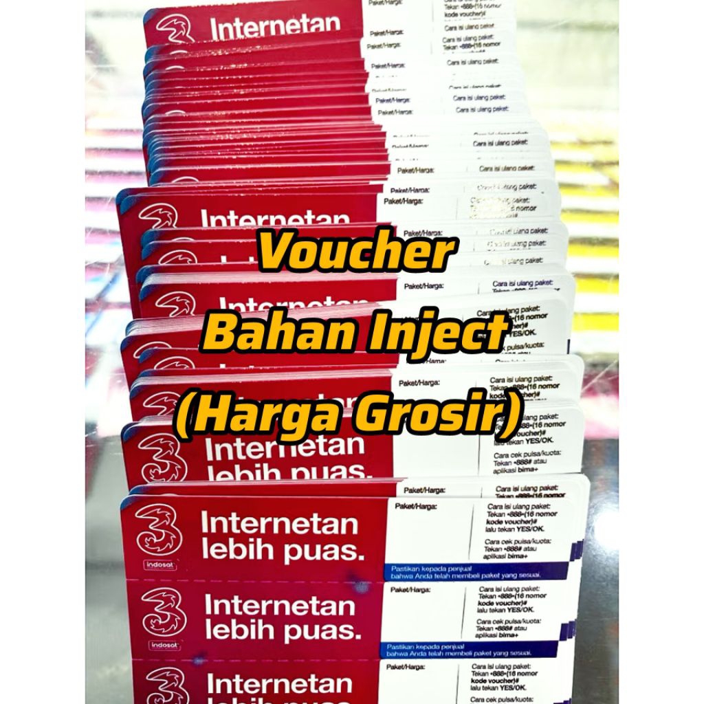 Voucher kosong 3 Three tri bahan inject murah harga grosir khusus wilayah sumbangsel exp panjang akh