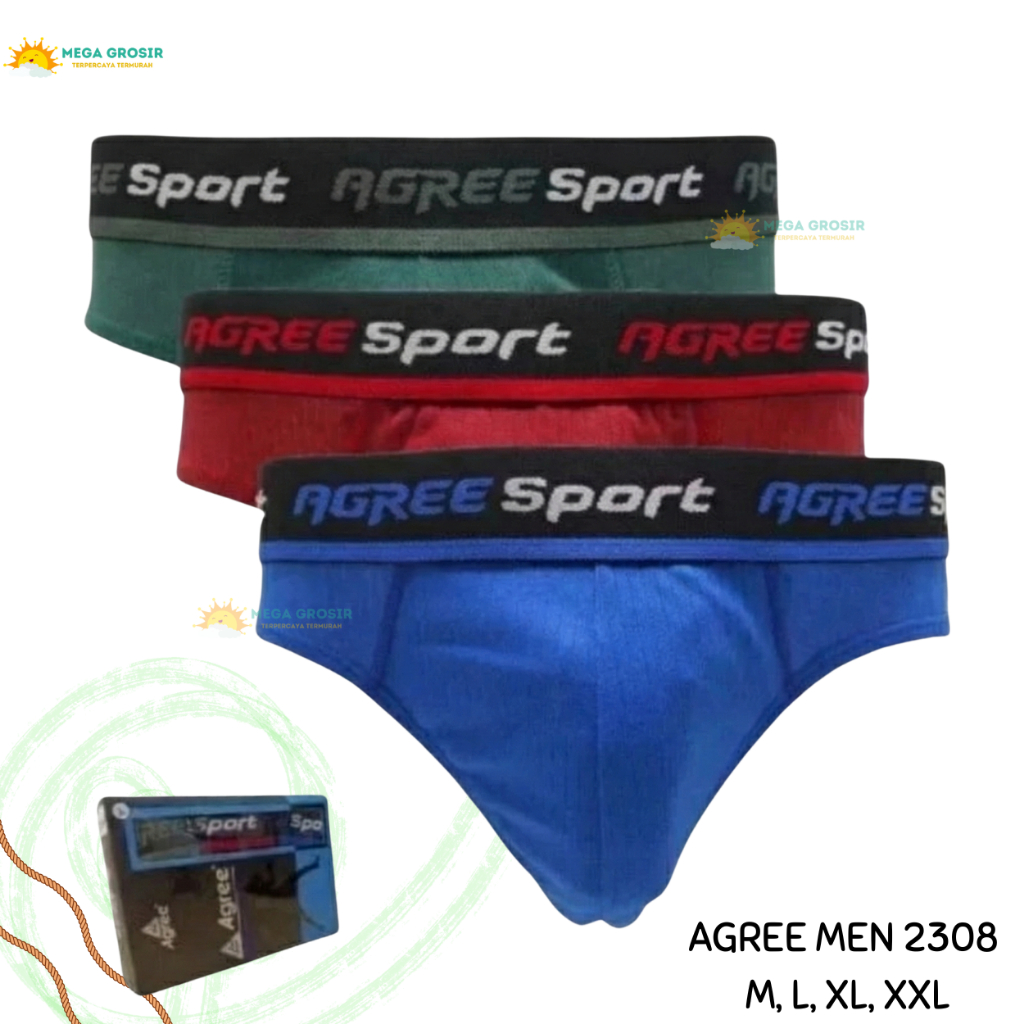 [ISI 3] Celana Dalam Pria AGREE 2308 2309 2311 2325 Model Boxer Sport / CD Laki Agree