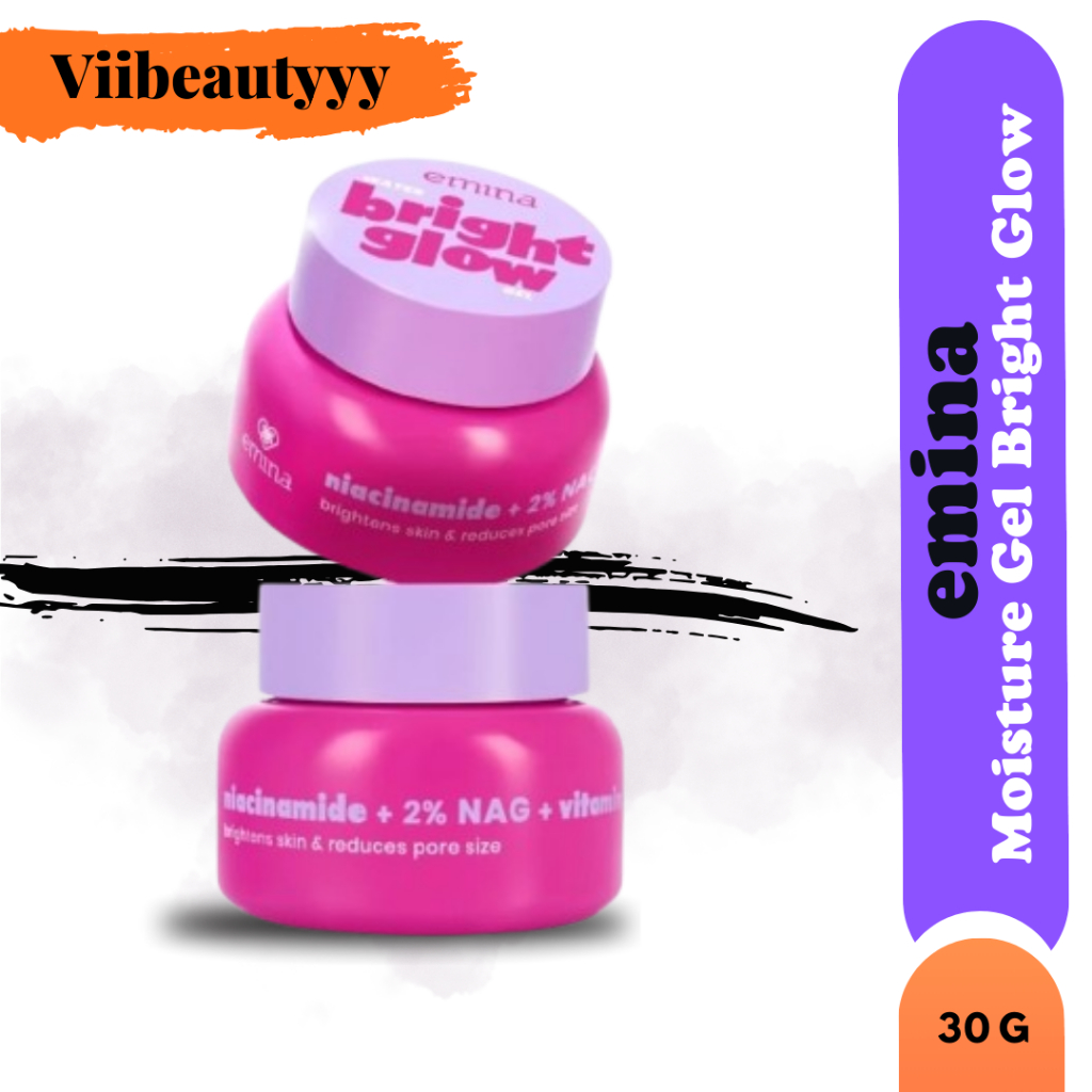 Emina Bright Glow Moisturizer 30Gram | Krim Wajah Pencerah Niacinamide + 2% NAG + Vitamin C | Untuk 