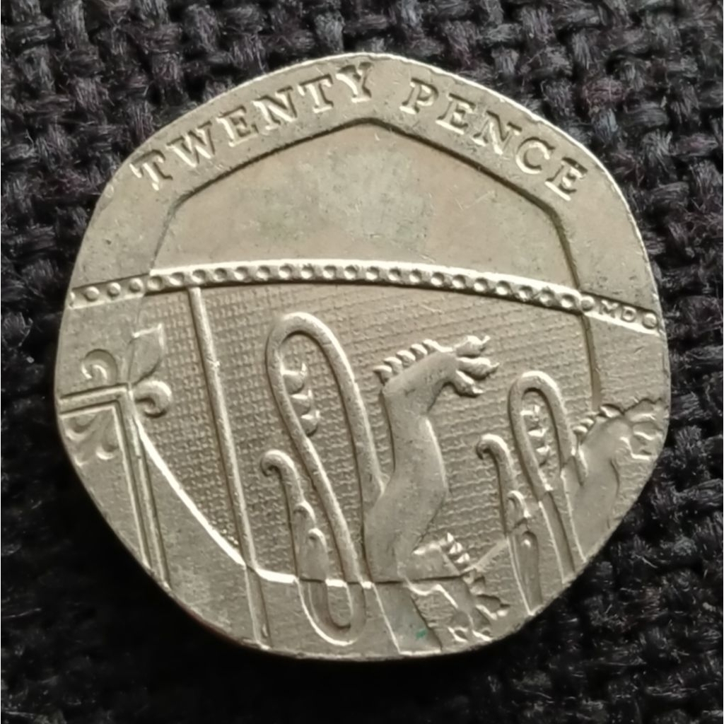 Koin Inggris 20 Pence Seri Perisai