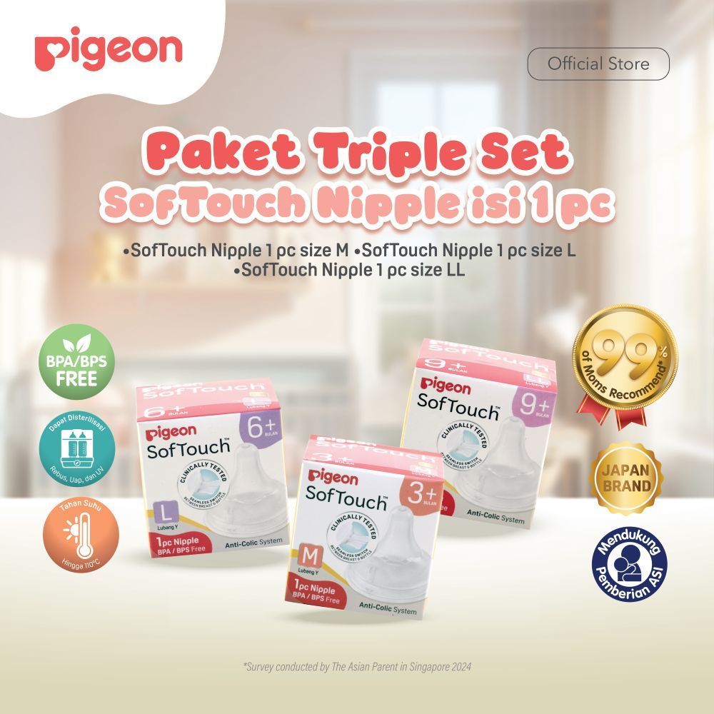 [TRIPLE SET] PIGEON SOFTOUCH NIPPLE DOT BOX 1 PC  UKURAN M L LL|DOT BAYI |  LATCH ON LINE| LEMBUT | 