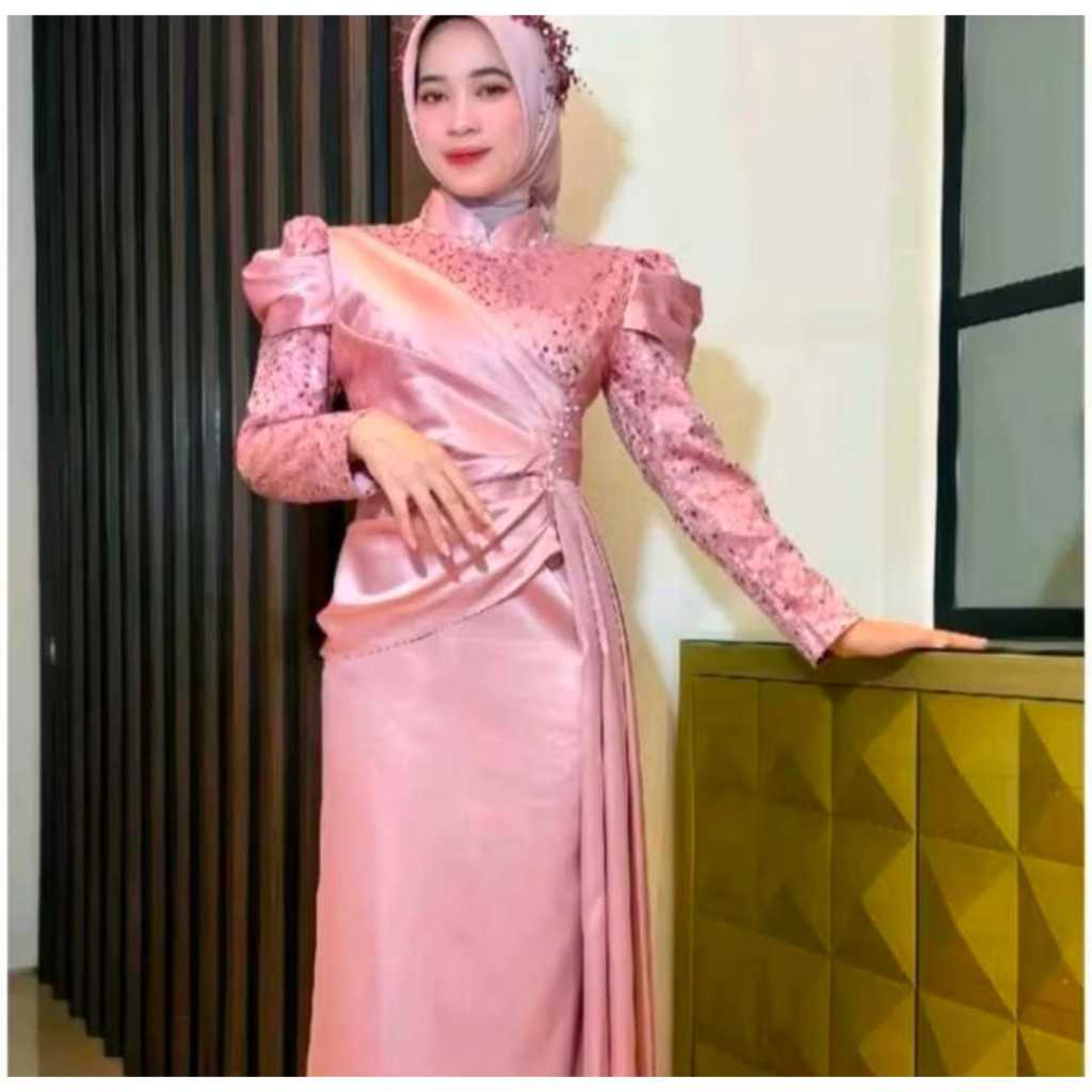 NINE OUTFIT // COD Aurel Dress Voll 2 Satin Mix Squin Premium // Dress Kondangan Wanita S M L XL XXL