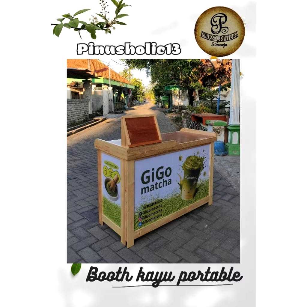 Booth portable 120cm / Booth portable kayu / Booth jualan portable / Meja jualan bongkar pasang / Me