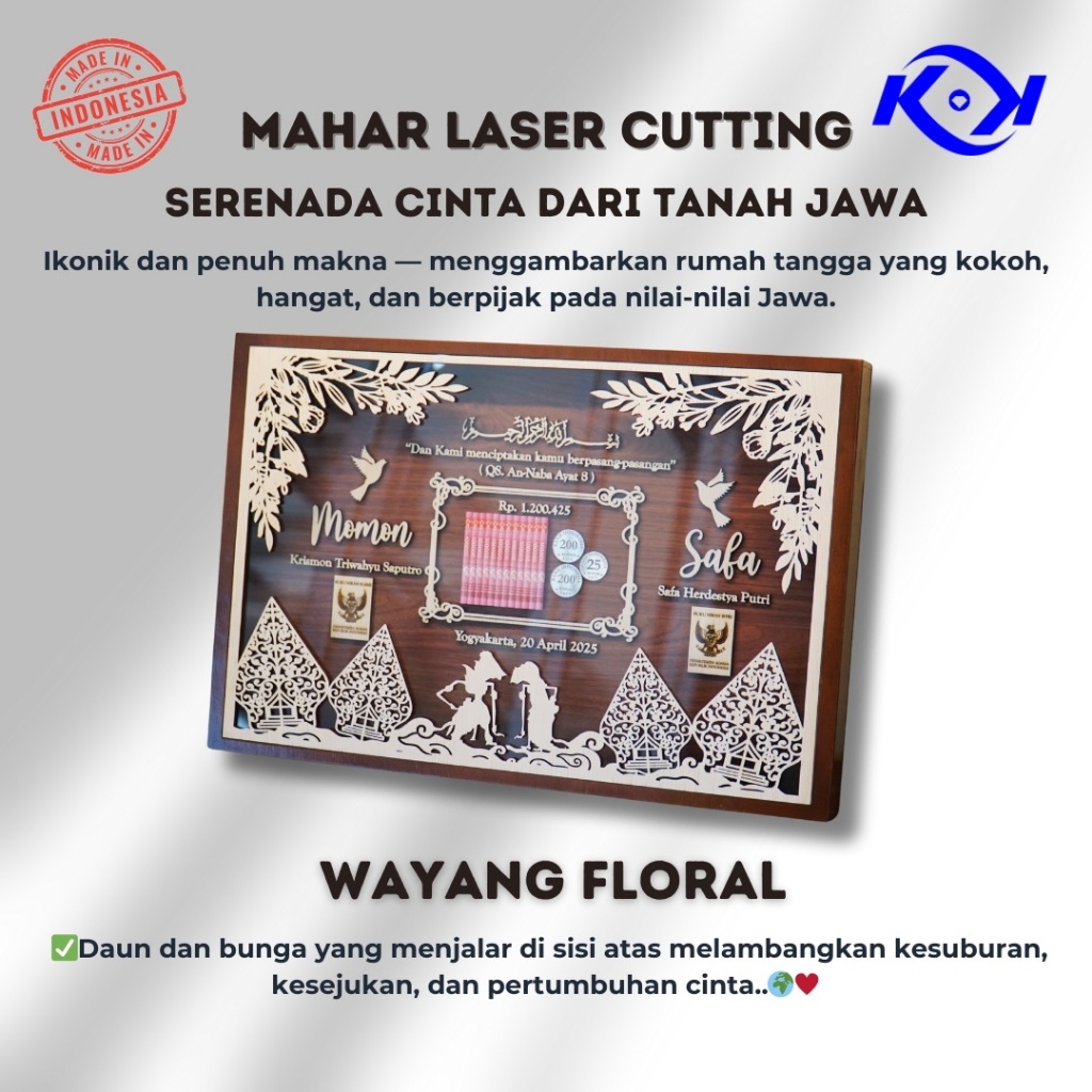 Mahar Laser Cutting / Mahar Lasercut / Pigura Mahar 30x45cm / Mahar Wayang Jawa Series