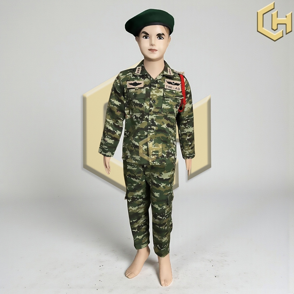 SERAGAM PROFESI ANAK TNI AD KOSTRAD SATU SET BAJU PROFESI ANAK TNI KOSTRAD/BAJU KARNAVAL ANAK TNI KO