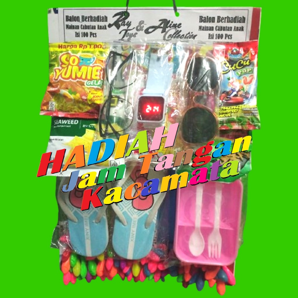 Lotre Balon Cabutan Berhadiah Sandal Lunch Box Jam Kacamata Isi 100 Murah Meriah Warung Jadi Rame