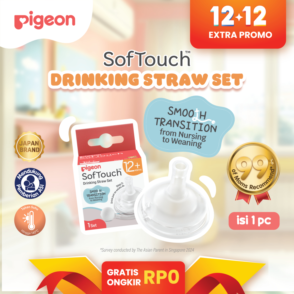 PIGEON SofTouch Sparepart 2-Step Straw | Straw & Bottle Handle | Gravity Ball | Biomass-PP | Anti Ko