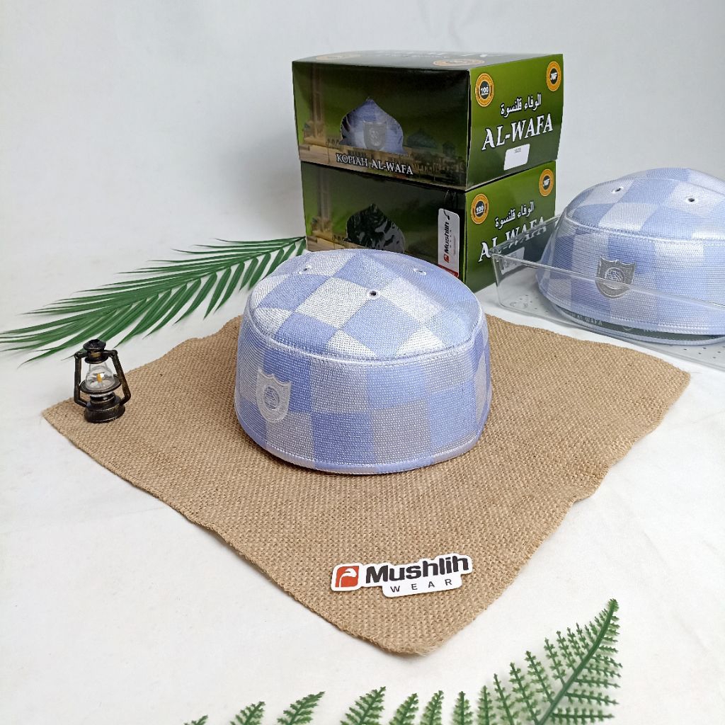 Peci Kopiah Songkok Putih Malaysia Anak usia TK, SD, SMP, SMA, MONDOK Premium Motif Catur AL WAFA | 