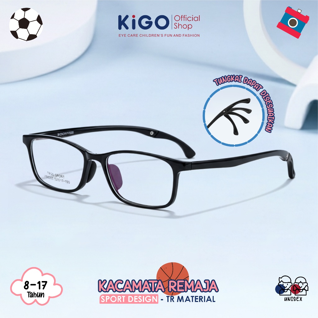 Kigo Kacamata Remaja Anti Radiasi Blueray Bentuk Persegi Frame Kacamata Sport VB8003