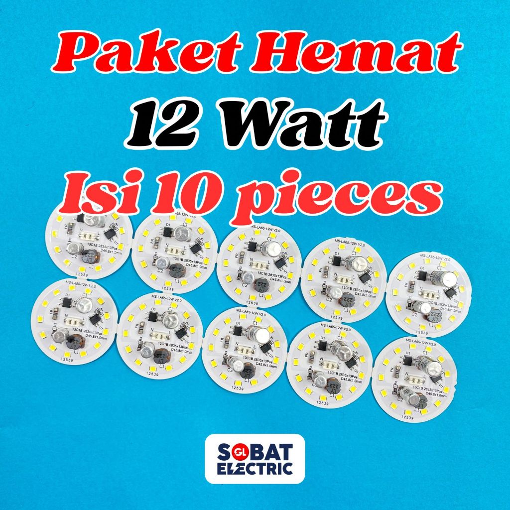 Paket Hemat 12 Watt PCB AC Mata LED - PCB Mata Lampu LED AC Tanpa Driver 12w