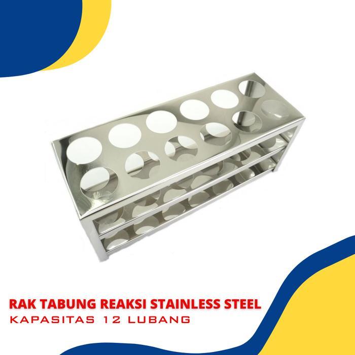 Rak Tabung Reaksi Stainless Steel dia.18mm ( 12 lubang )