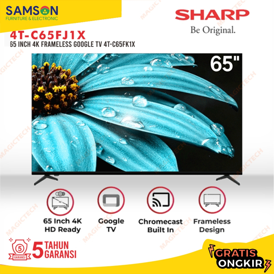 TV LED SHARP 65 INCH / 65" 4T-C65FJ1X SMART GOOGLE TV 4K UHD HDR FRAMELESS 65FJ1X