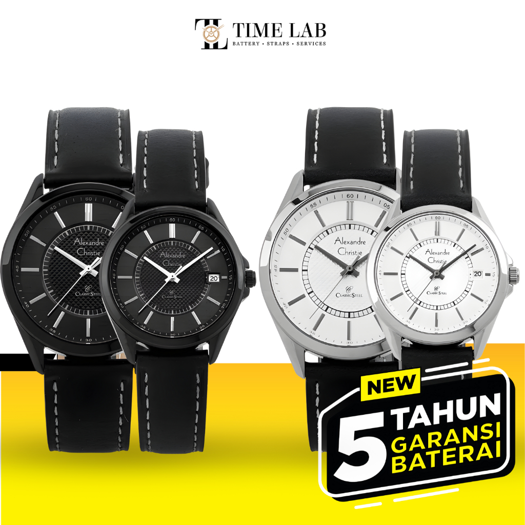JAM TANGAN COUPLE ALEXANDRE CHRISTIE AC8649 / AC 8649 PRIMO STEEL LEATHER ORIGINAL TIMELAB