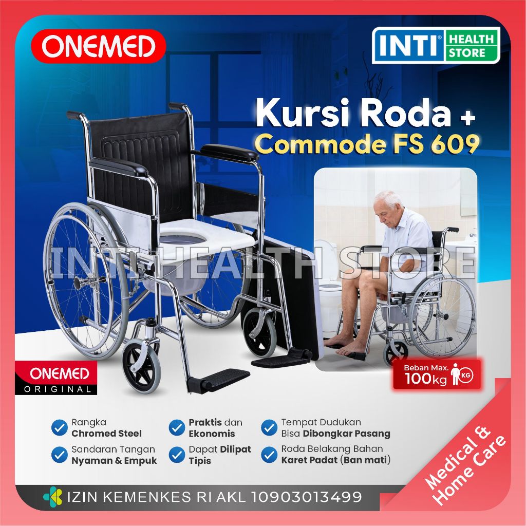 ONEMED | Kursi Roda + Commode FS 609 | Kursi Roda + Tempat BAB