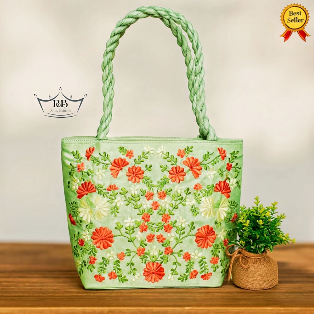 Tas wanita/tas bahu wanita tota bag, tas melati motif bunga melati Bordir khas Tasikmalaya tas Thail