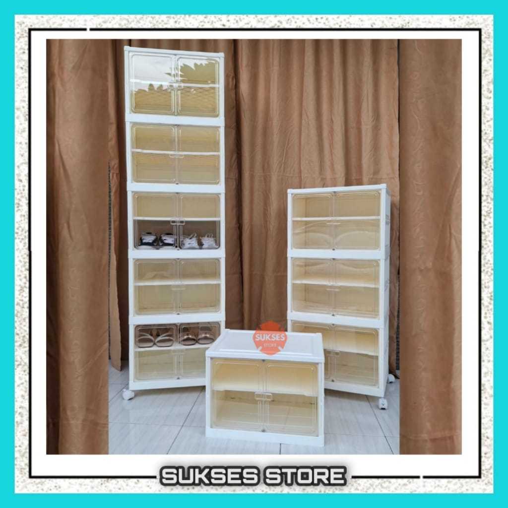 Lemari Plastik Lipat 2 Pintu / Rak Sepatu Lipat Serbaguna