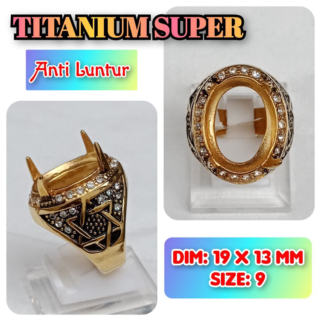 cincin emban batu akik batu permata anti Luntur super titanium.13
