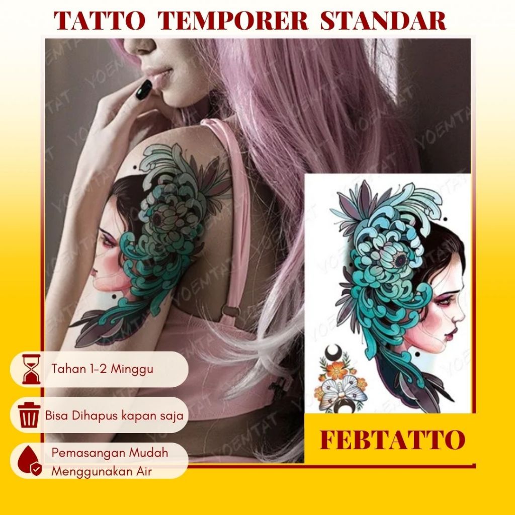 Tato Temporer Basic Ukuran 21cmx15cm Motif Aesthetic Tatto Temporary Stiker Tato Halal Grosir Tato M