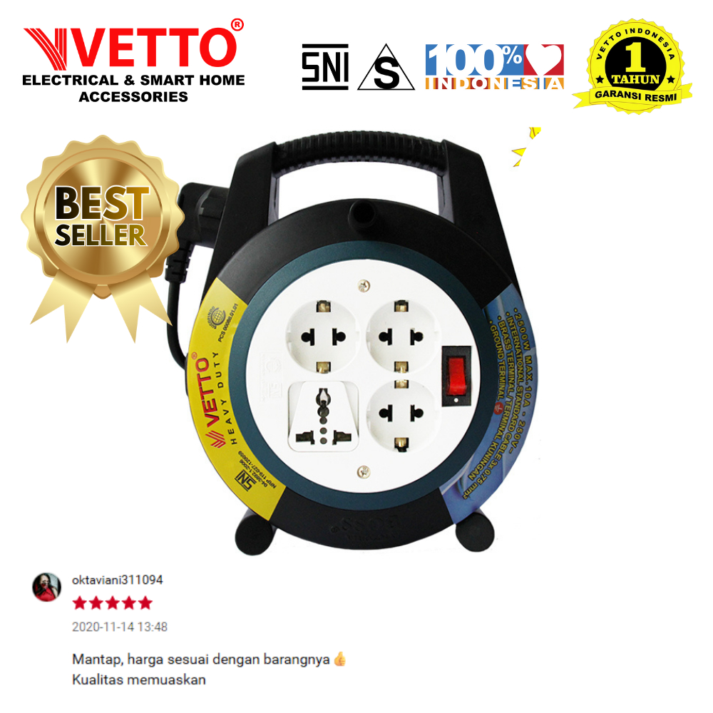 VETTO Kabel Roll V8816/10M SW TB - Box Kabel 10 Meter SNI "Best Seller" I 89900020