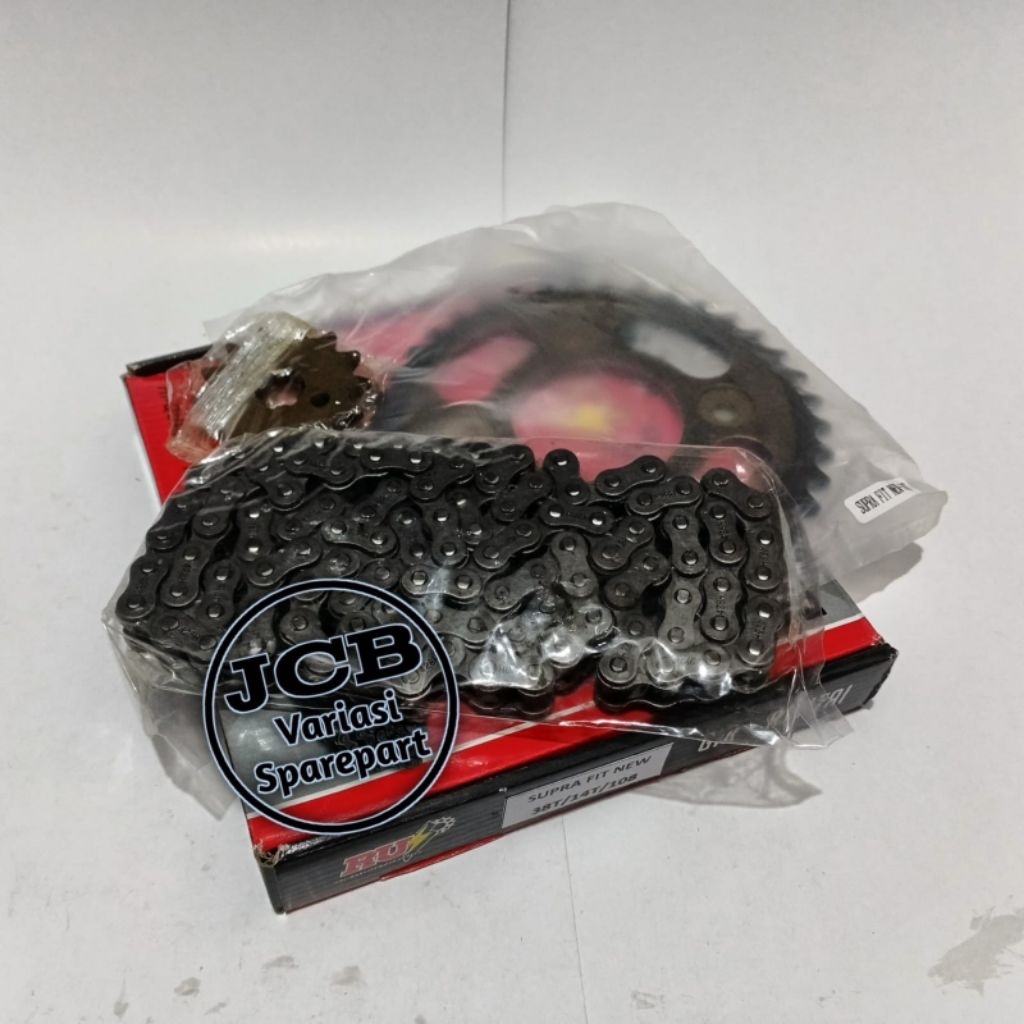 gear set Supra Fit New 428h 38t 14t/ gir paket Supra Fit New 38t 14t 428h (merk random)
