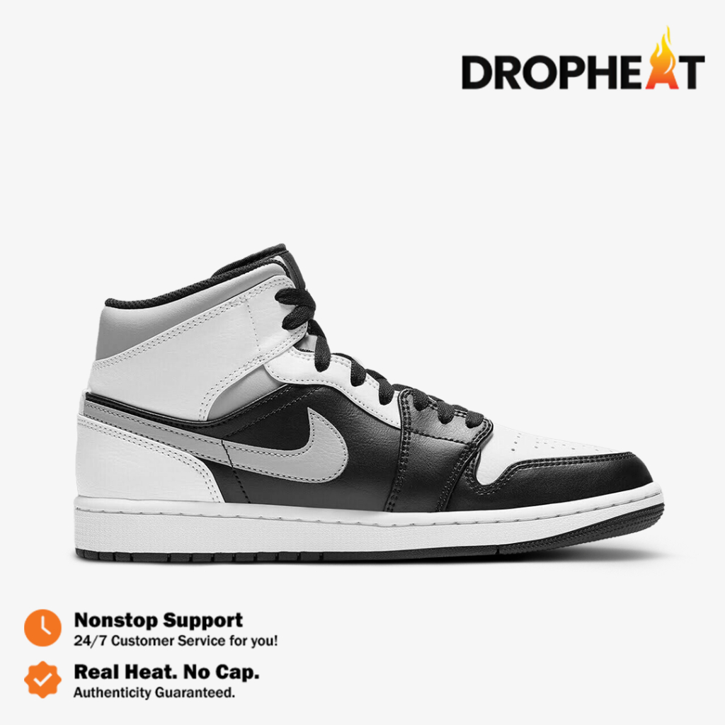 Nike Air Jordan 1 Mid White Shadow Black White Shadow Grey Authentic