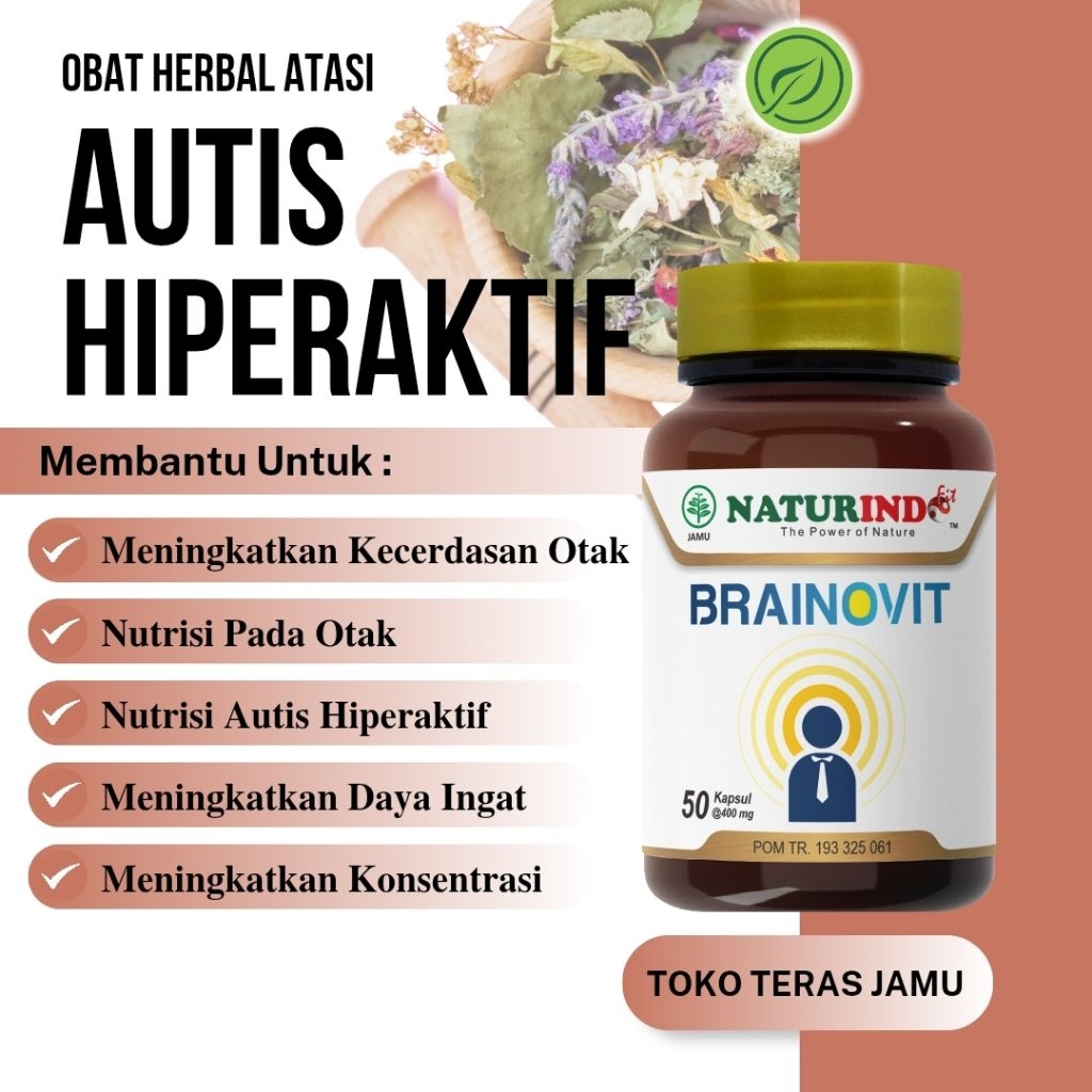 BRAINOVIT NATURINDO SUPLEMEN ATASI AUTIS HIPERAKTIF ANAK, REMAJA, DEWASA