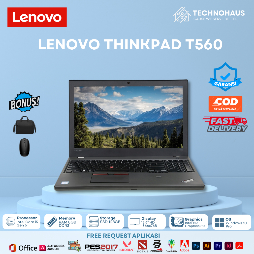 LENOVO THINKPAD T560 L560 I5 GEN 6 RAM 8GB SSD 128GB ORIGINAL BERGARANSI