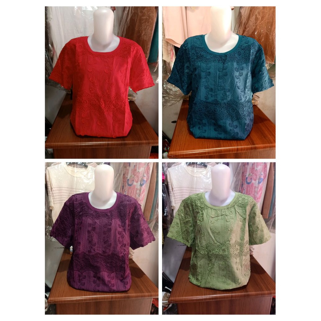 MY Blus Wanita Premium Katun Brokat Sunflower