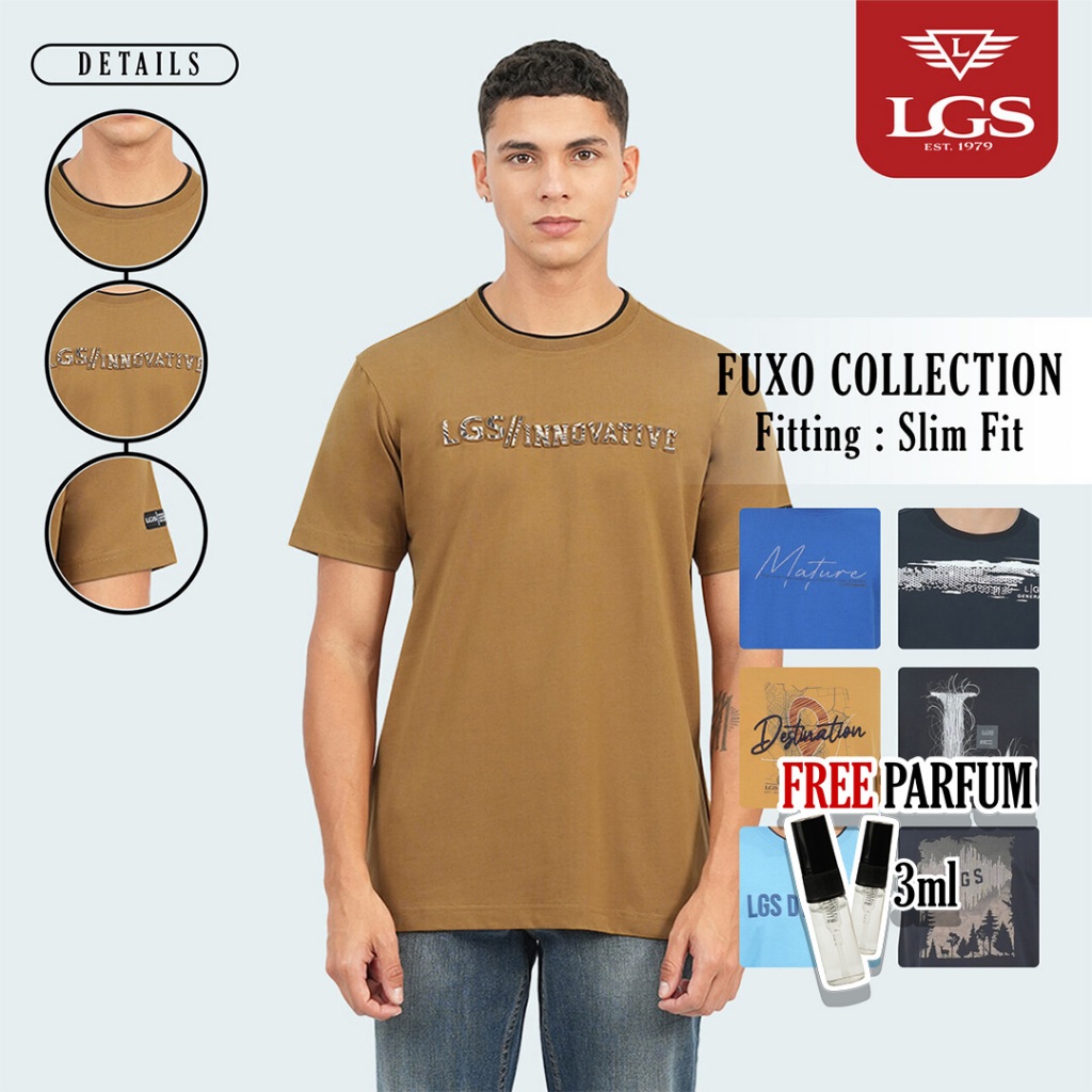 LGS - Fuxo Collection - Kaos Pria - T-Shirt Cowok - Gambar Sablon - Multi Warna - Slim Fit - JTS.322
