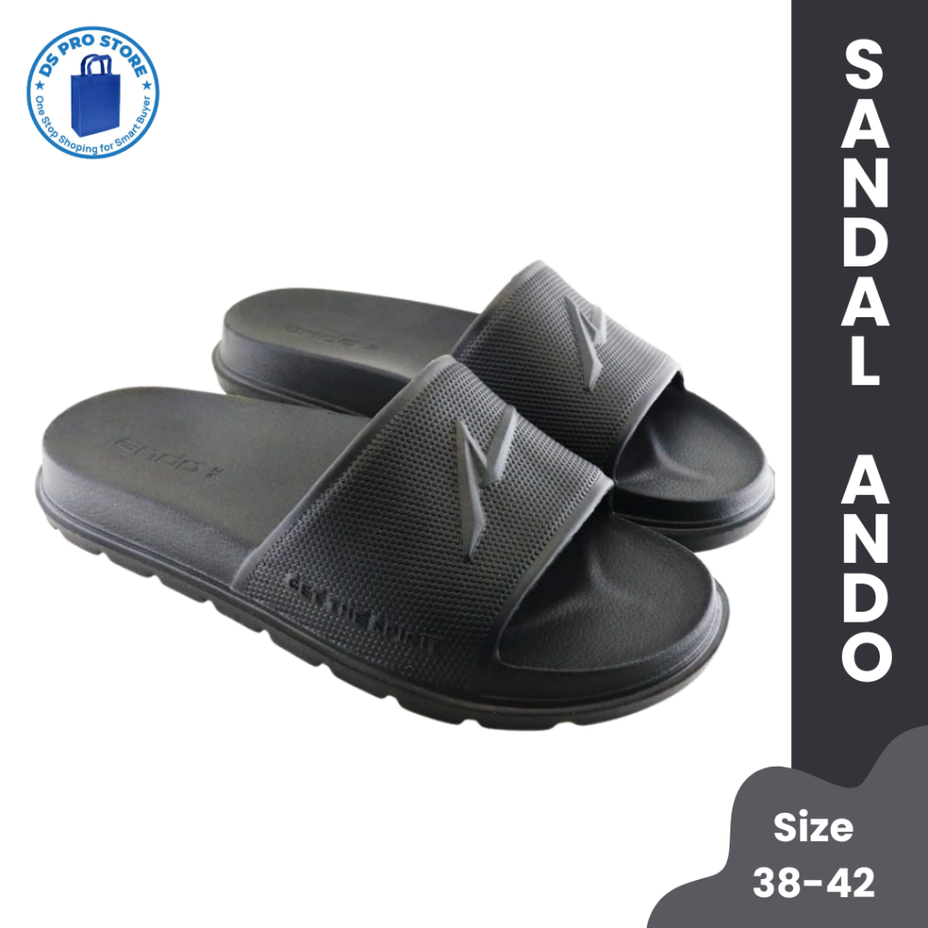 SANDAL ANDO BRAVO 02 HITAM / SANDAL SELOP ANDO PRIA ORIGINAL / Sandal Karet Slip On Empuk Premium