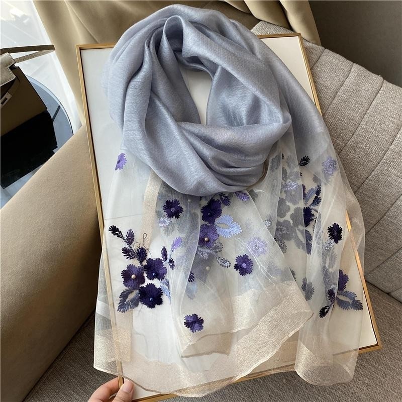 Begonia Silk Wool Blended Mulberry Silk Scarf
