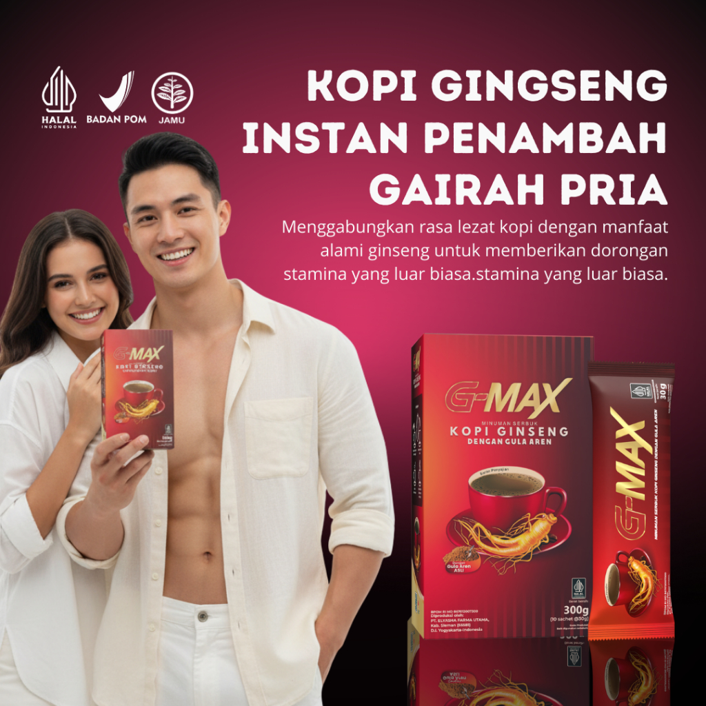 GMAX Kopi Gingseng Kuat Pria Tahan Lama Original BPOM & HALAL