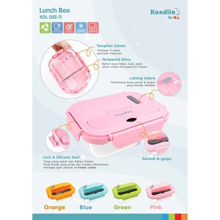 Kandila KDL022-11 Glass Lunch Box 2Divide