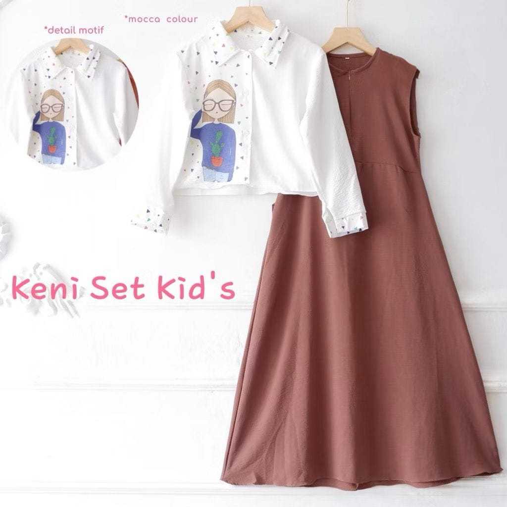 KENI SET INNER KIDS 7-15TAHUN CRINKLE PRINTING // GAMIS CARDIGAN ANAK // GAMIS ANAK REMAJA // GAMIS 