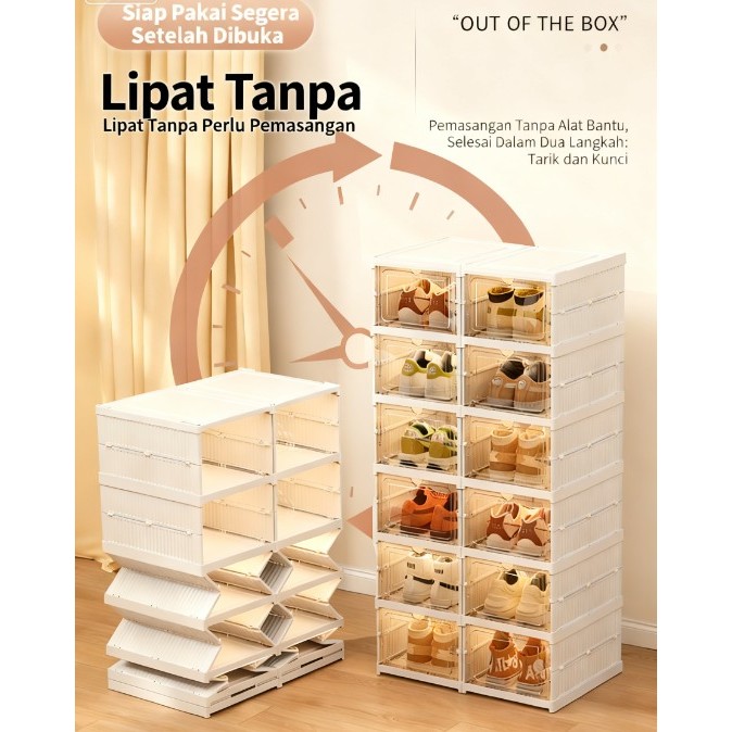 Lemari Sepatu Lipat Lemari Sepatu Kotak Sepatu Lipat Rak Lipat Kotak Sepatu Transparan Plastik